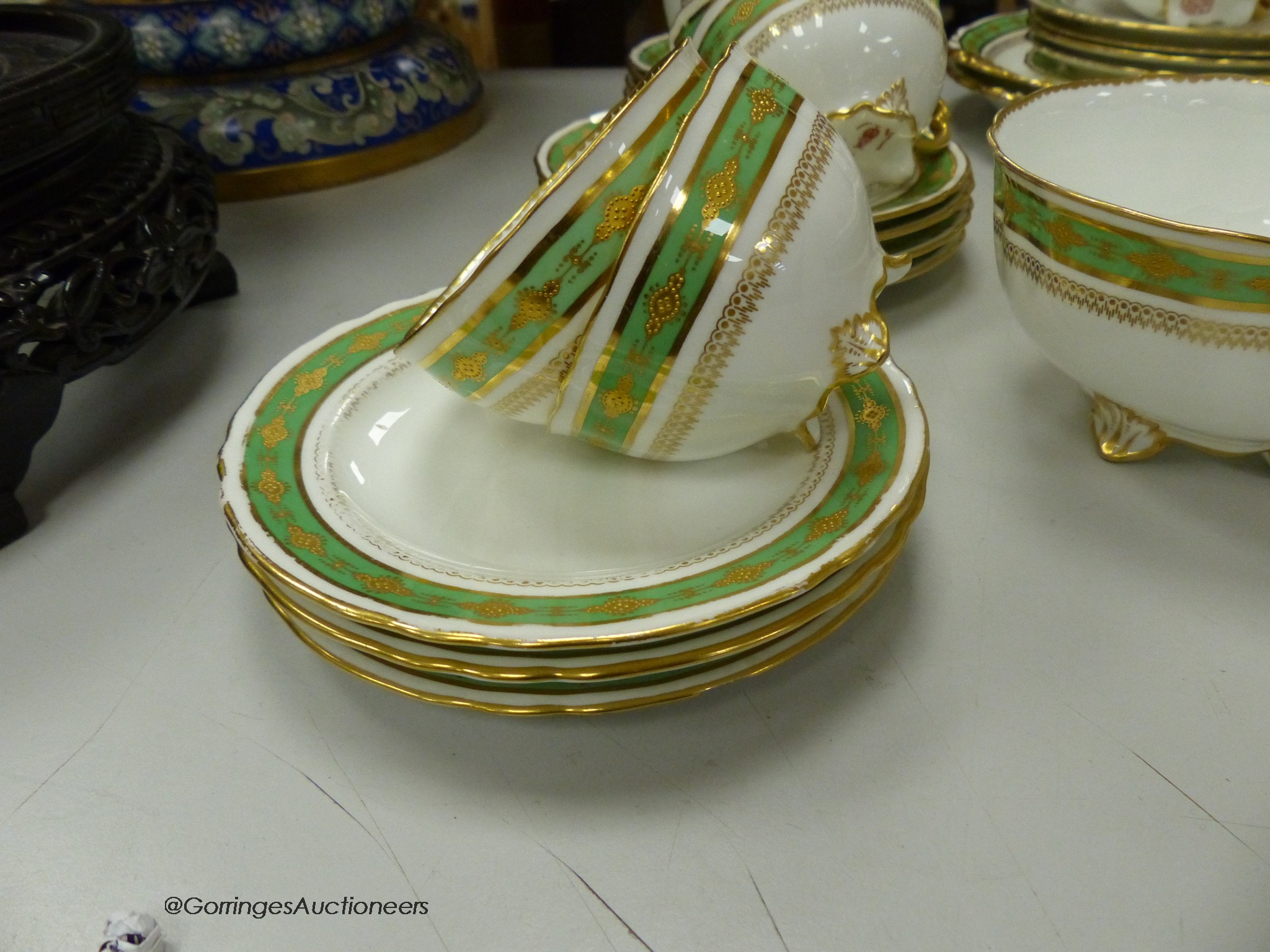 A Royal Crown Derby part tea set, Retailed by Osler, London